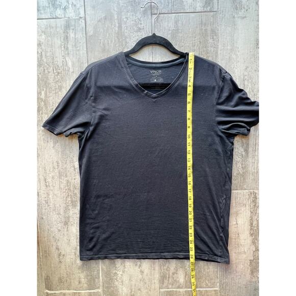 VINCE Favorite Short Sleeve V Neck T Shirt Men Slub Black Pima Cotton Designer M - Picture 4 of 5